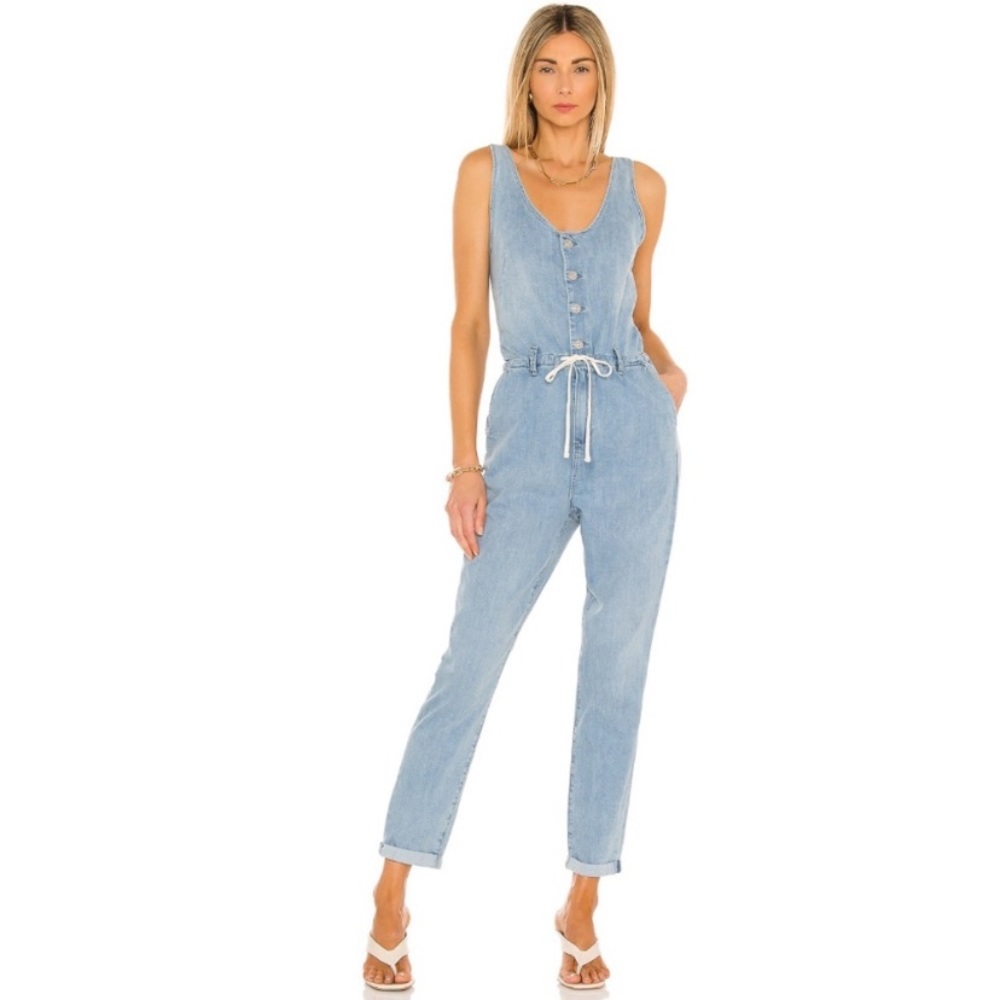 NEW Revolve Paige Christy Utility Lightwash Denim Jumpsuit NWT
